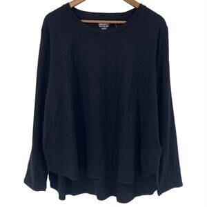 KIRKLANDS NWT Long Sleeve Cotton Slub T Shirt Size XXL Black Comfort Fit